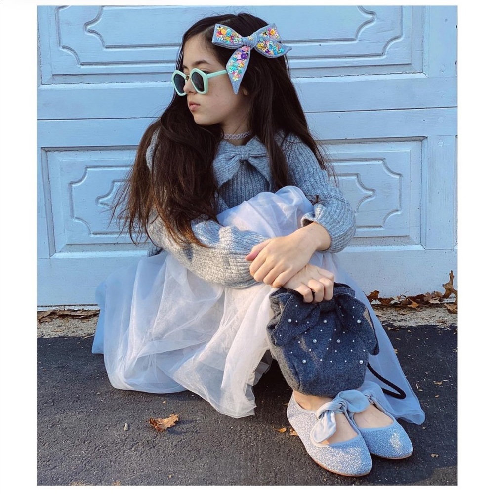 Mango lurex bow ballerina shoes